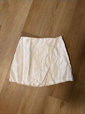 Quince White Wrap-Front Mini Skirt